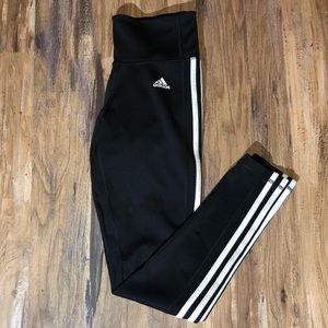 adidas Black Leggings with White Stripes